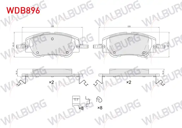 WALBURG WDB896 | Fren Balata Ön Peugeot 208 II 2019 2008 II 2019 Citroen C4 III 2020 C4 X 2022