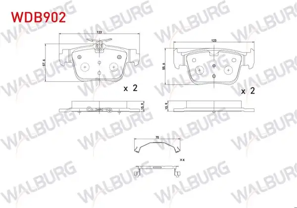 WALBURG WDB902 | Fren Balata Arka 300mm Disk VW Golf VIII-Caddy V 2020-/ Skoda Octavia IV (Nx3) 2020-/ Seat Leon (Kl1) 2019-/ Audi A3 Sportback (8Ya) 2019-/ Cupra Formentor 1.5 TSI 2020 - | 1 Adet