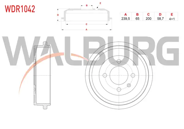 WALBURG WDR1042 | Fren Kampanası Arka 4 Delik Volkswagen Polo 6n1 1 4 1994 1999 Polo 6n2 1 4 1999 2001