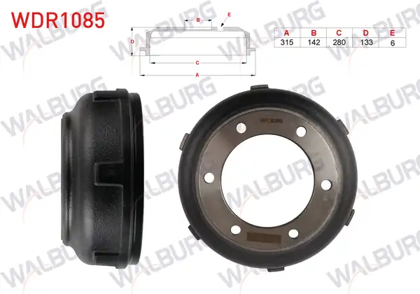 WALBURG WDR1085 | Fren Kampanası Arka Poryasiz Ford Transit V184 Çift Teker