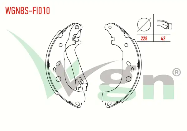 WGN Wgnbs Fi010 Fren Pabuç Balata Arka Fiat Doblo 119 223 1 3 Mjt Levyelı 228x42 mm 2001 2010 Doblo 1 6 Mjt 2001 2010 Combo D 1 6 CDTI 2012