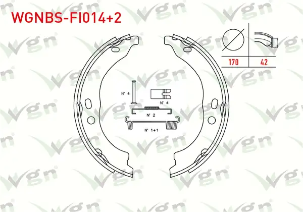 WGN Wgnbs Fi014 2 El Fren Balatası Kit 170x42 2mm Daha Kalın Fiat Ducato