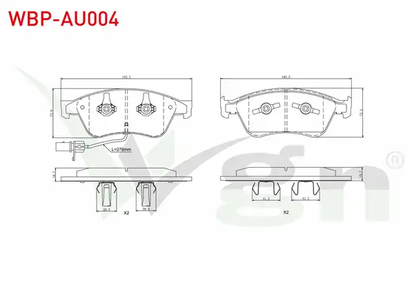 WGN Wbp Au004 Fren Balata Ön Fişli Audi A8 4e_ 3 0 TFSI 2003 2010 Audi A8 4e_ 4 2 V8 TDI 2003 2010 Audi A8 4e_ 3 7 2003 2010