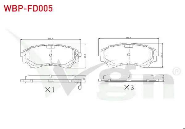 WGN WBP-FD005 | Fren Balata Ön Ikazlı Ford Ranger 2.5 TDCI 4X4 2002-2006 / Ranger 2.2 TDCI 2002-2006 / Ranger 3.0 TDCI 2002-2006 / Ranger 3.2 TDCI 2002-2006 / Mazda B Serisi (Un) 2.5 D 1998-2006