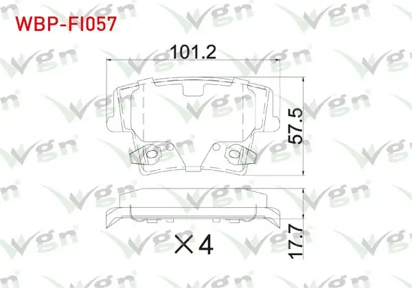 WGN WBP-FI057 | Fren Balata Arka Ikazlı Chrysler 300C 2004-/ Lancıa Thema (Lx) 3.0 2011-2014