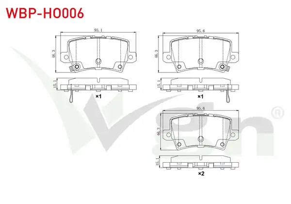 WGN Wbp Ho006 Fren Balata Arka Ikazlı Honda Civic VIII 1 4 2005 2012 Honda Civic VIII 1 8 2005 2012