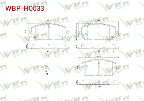 WGN Wbp Ho033 Fren Balata Ön Ikazlı Honda Cr V V 2016