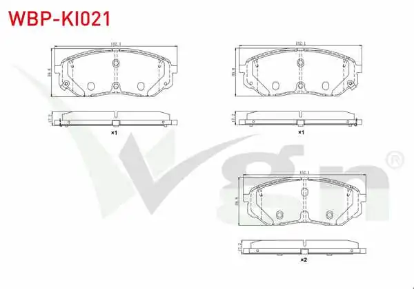 WGN WBP-KI021 | Fren Balata Ön Ikazlı Tel Delikli Kia Sorento III (Um) 2.0 CRDI 2015 -