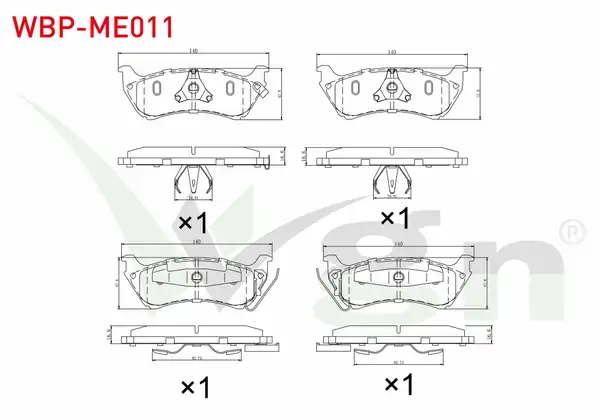 WGN Wbp Me011 Fren Balata Arka Ikazlı Mercedes M Class W163 ML 320 1998 2005 M Class W163 ML 270 CDI 1998 2005