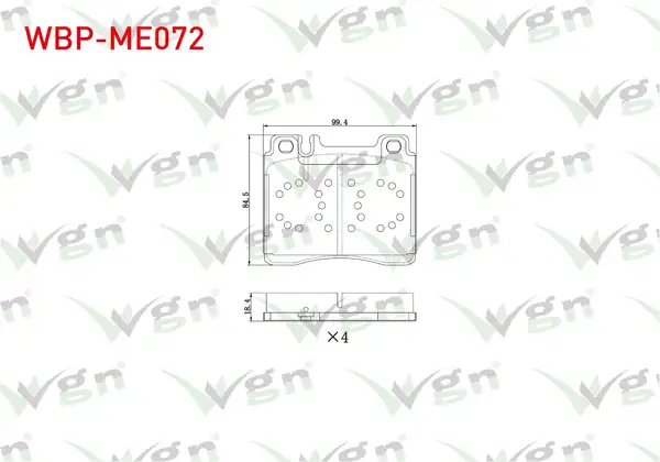 WGN WBP-ME072 | Fren Balata Ön Mercedes S Serisi (W140) S 320 1991-1998 / S Serisi (W140) S 300 1991-1998