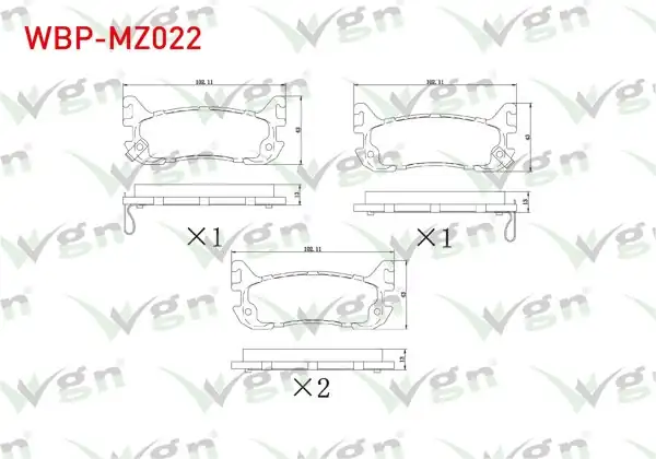 WGN WBP-MZ022 | Fren Balata Arka Ikazlı Mazda 323 V 1.5İ 16V-1.8İ 16V 1994-1998 / Mx-5 I 1.6İ 16V-1.8 1990-1998