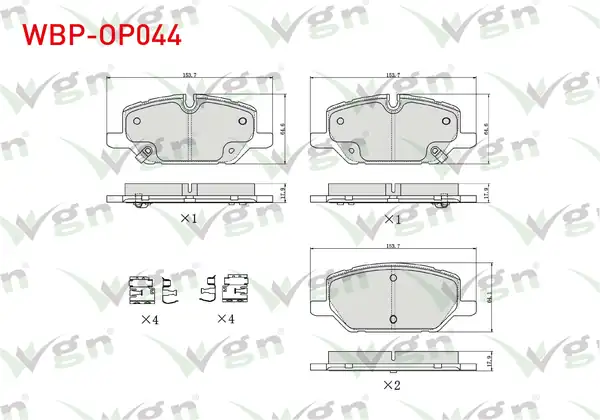 WGN Wbp Op044 Fren Balata Ön Ikazlı Opel Insignia B 1 5t 1 6 CDTI 2 0 CDTI 2 0t 17 Jant 2017