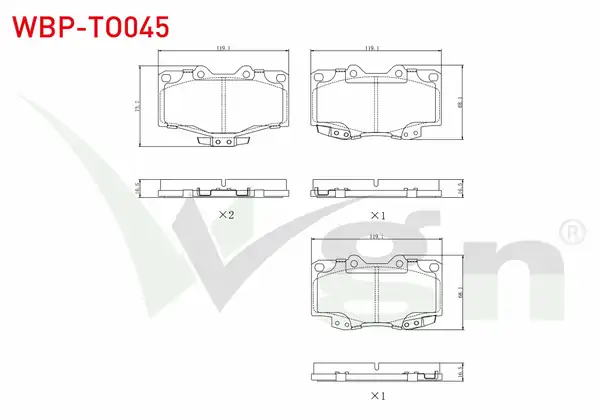 WGN Wbp To045 Fren Balata Ön Toyota Hi Lux