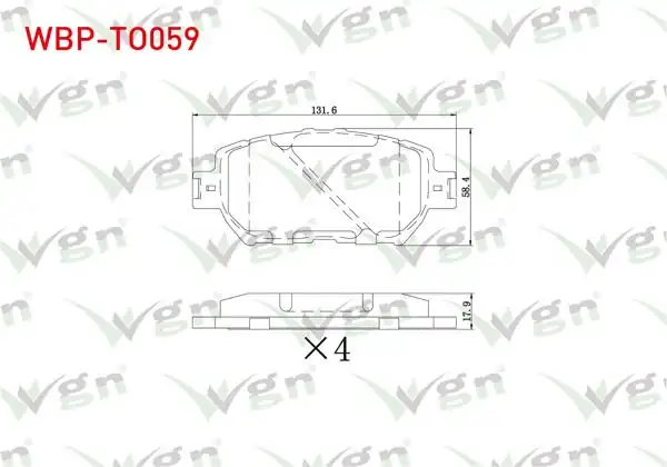 WGN WBP-TO059 | Fren Balata Ön Toyota Camry (_V30) 2.4 Vvt-I 2001-2006 / Camry (_V30) 2.4 Vvt-I 2001-2006 / Camry (_V30) 3.5 Vvt-I 2001-2006