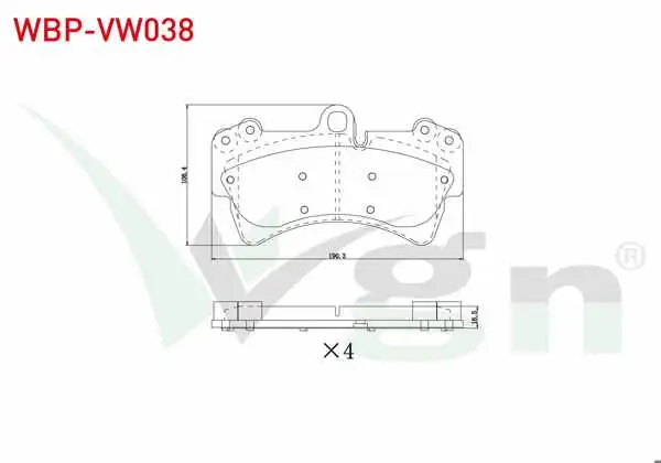 WGN WBP-VW038 | Fren Balata Ön Volkswagen Touareg 3.0 V6 TDI 2002-2010 / Audi Q7 3.0 TFSI 2006-2015 / Q7 3.2İ V6 2006-2015 / Porsche Cayenne 3.0 TDI 2002-2010 / Cayenne 3.2İ 2002-2010 / Cayenne 3.6İ 2002-2010