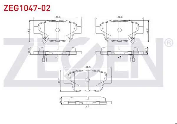 ZEGEN ZEG1047-02 | Fren Balata Arka Ikazlı Toyota Avensis (T25) 1.6 Vvt-I 2003-2008 / Toyota Avensis (T25) 1.8 2003-2008 / Toyota Verso (_Aur2_, _Zgr2_) 2.0 D-4D 2009-/ Toyota Avensis (T25) 2.0 D-4D 2003-2008