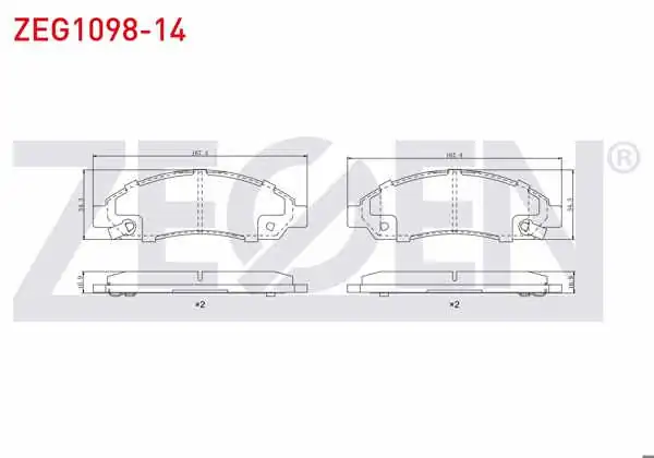ZEGEN ZEG1098-14 | Fren Balata Ön Ikazlı Isuzu D-Max (8Dh) 2.5 D-2.5 Dıtd-3.0 D 2002-2009