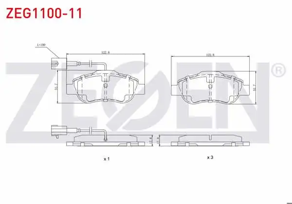 ZEGEN ZEG1100-11 | Fren Balata Ön Fişli Fiat Fiorino