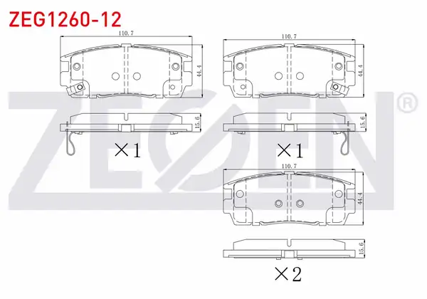 ZEGEN ZEG1260-12 | Fren Balata Arka Ikazlı Chevrolet Captiva (C100) 2.0 D 2006-2012 / Captiva (C140) 2.0 D 2012-2014 / Opel Antara 2.0 CDTI A-T 2007 -
