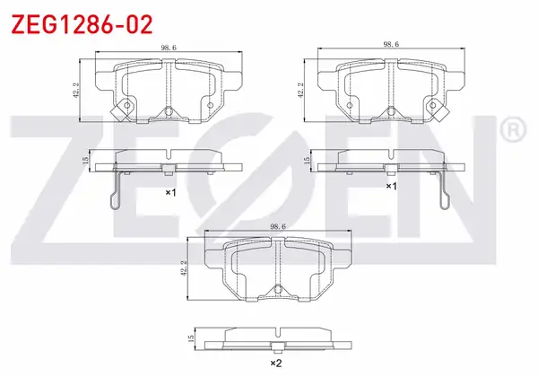 ZEGEN ZEG1286-02 | Fren Balata Arka Toyota Corolla (E15_) 1.6 Vvt-I 2007-2012 / Auris (Zre15) 1.6 Vvt-I 2007-2012 / Yaris (P9) 1.0 Vvt-I 2006-2010