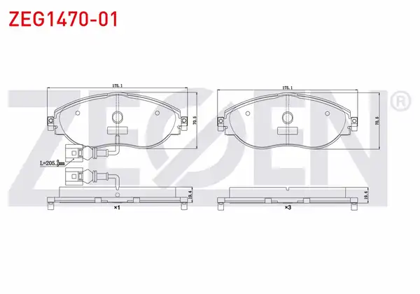 ZEGEN ZEG1470-01 | Fren Balata Ön Fişli VW Passat