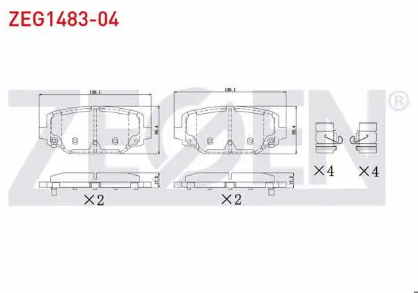 ZEGEN ZEG1483-04 | Fren Balata Arka Ikazlı Fiat Freemont (Jf) 2.0 Mjt 2011-/ Lancıa Voyager Mpv (Rt) 2.8 Crd 2011 -
