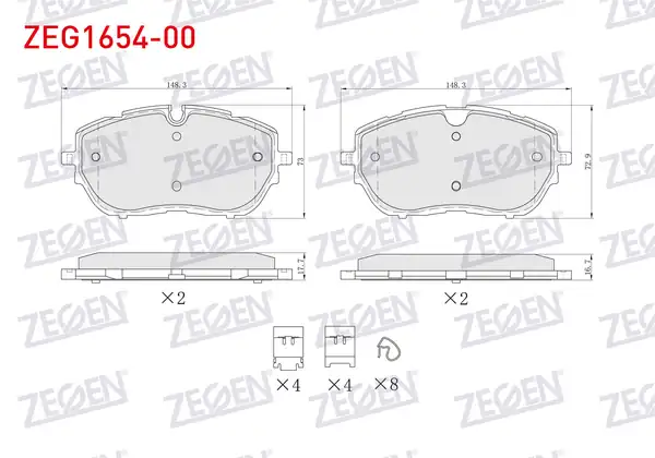 ZEGEN ZEG1654-00 | Fren Balata Ön Ikazlı Peugeot 308 II 1.6 HDI 2014-/ Ds 4 II 1.6 2021-/ Opel Astra L 1.2-1.5 D 2021 -