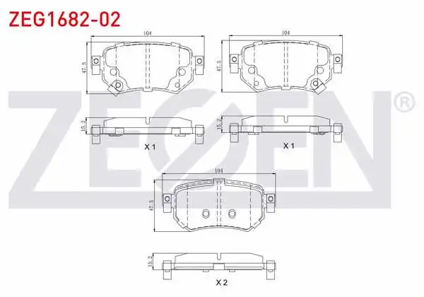 ZEGEN ZEG1682-02 | Fren Balata Arka Ikazlı Mazda 6 (Gj,Gh) 2.0 2013-/ Mazda 6 (Gj,Gh) 2.2 D 2013 -