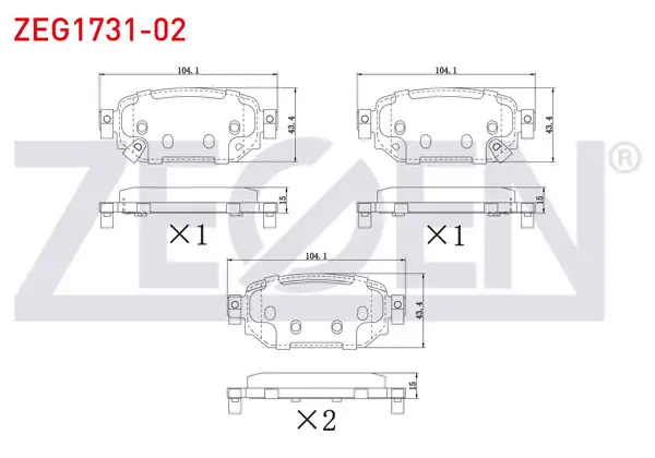 ZEGEN ZEG1731-02 | Fren Balata Arka Ikazlı Mazda 3 (Bm) 1.5 D 2013 -