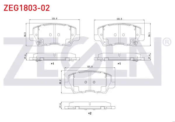 ZEGEN ZEG1803-02 | Fren Balata Ön Ikazlı Kia Picanto (Ja) 1.0 Mpı-1.2 Mpı 2017 -