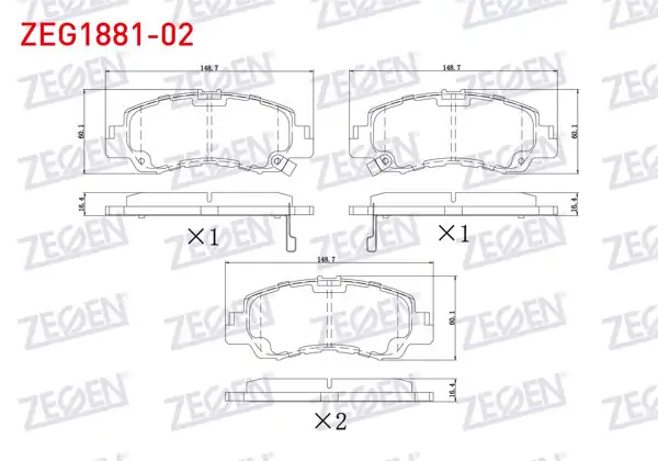 ZEGEN ZEG1881-02 | Fren Balata Ön Mitsubishi Eclıpse Cross 2017 -