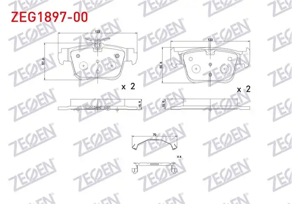 ZEGEN ZEG1897-00 | Fren Balata Arka 300mm Disk VW Golf VIII-Caddy V 2020-/ Skoda Octavia IV (Nx3) 2020-/ Seat Leon (Kl1) 2019-/ Audi A3 Sportback (8Ya) 2019-/ Cupra Formentor 1.5 TSI 2020 - | 1 Adet