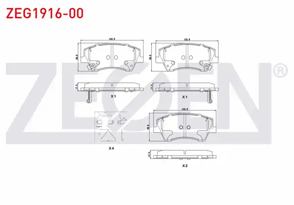 ZEGEN ZEG1916-00 | Fren Balata Ön Ikazlı Tel Delikli İnce Kulaklı Hyundai Elantra 1 6 CRDI 1 6 D Cvvt 2015