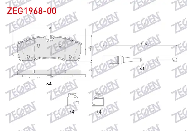 ZEGEN ZEG1968-00 | Fren Balata Arka Ford Custom V710 Çift Teker 2023