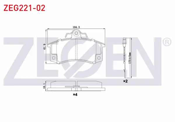 ZEGEN ZEG221-02 | Fren Balata Ön Fişli Lada Samara 1500 1986 1994 Vega 2110 1 6i 16v 2000 Kalina 1118 1 6i 2004 Vega 2110 1 6i 8v 2000