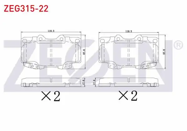 ZEGEN ZEG315-22 | Fren Balata Ön Toyota Hı-Lux Pick Up 2.5 D 2005-2011 / Hı-Lux Pick Up 2.5 D-4D 2005-2011 / Hı-Lux Pick Up 3.0 D-4D 2005-2011