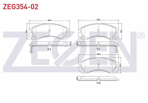 ZEGEN ZEG354-02 | Fren Balata Ön Ikazlı Mitsubishi Pajero II 2.5 TD 1990-1999 / Pajero II 2.8 TD 1990-1999 / Pajero II 3.5 V6 24V 1990-1999