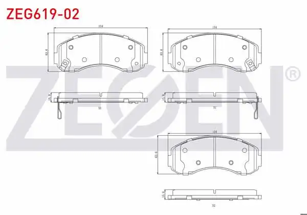 ZEGEN ZEG619-02 | Fren Balata Ön Ikazlı Kia K2500 2.5 D 2003-/ Bongo K2500 2.4 D 2003-/ Bongo K2500 2.5 Tcı 2003 -