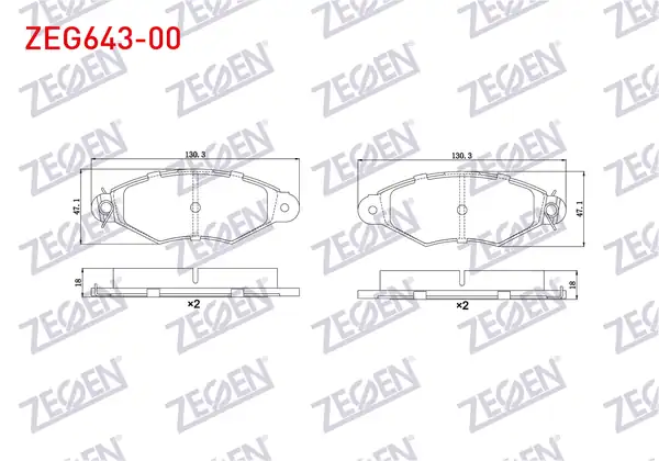 ZEGEN ZEG643-00 | Fren Balata Ön Renault Kangoo (Kc0 / 1) 1.5 DCI 1998-2008 / Kangoo (Kc0 / 1) 1.9 D 1998-2008 / Citroen Xsara (N1) 1.6 1997-2005