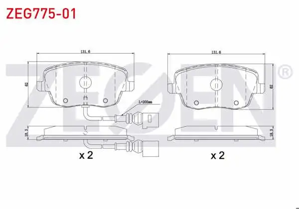ZEGEN ZEG775-01 | Fren Balata Ön Fişli VW Polo 1.4İ 16V 2001-2012 / 1.4 TDI 2001-2012 / 1.9 TDI 2001-2012 / 1.6İ 16V 2001-2012 / Skoda Fabia (6Y2) 1.4İ 1999-2007 / Fabia II 1.4 2006-2015 / Roomster (5J) 1.4 TDI 2006 -