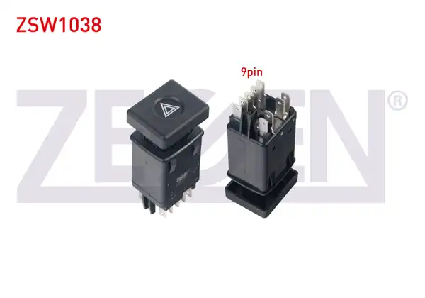 ZEGEN ZSW1038 | Flaşör Anahtarı 9 Pin Kırmızı Işık Renault R9 1985 2000
