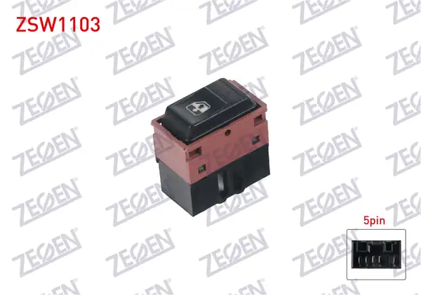 ZEGEN ZSW1103 | Cam Açma Anahtarı Tekli Yeşil Işık 5 Pin Fiat Dogan SLX 1993 2002