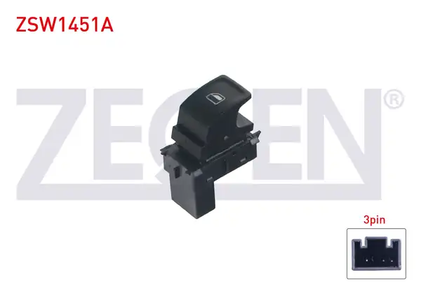 ZEGEN ZSW1451A | Cam Açma Anahtarı Tekli Beyaz Işık 3 Pin Golf VII-Passat-Polo-Superb-Leon-Altea 2012 -