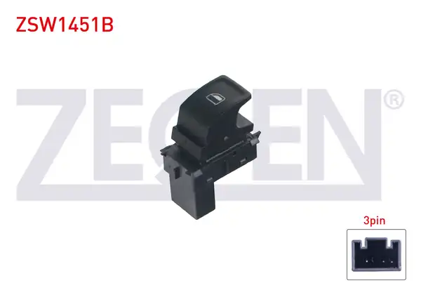 ZEGEN ZSW1451B | Cam Açma Anahtarı Tekli Kırmızı Işık 3 Pin Golf VII-Passat-Polo-Superb-Leon-Altea 2012 -