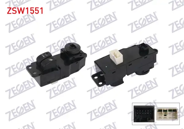 ZEGEN ZSW1551 | Cam Açma Anahtar Grup Ayna Ayarlı 19 Pin Hyundai H1 Starex 2008