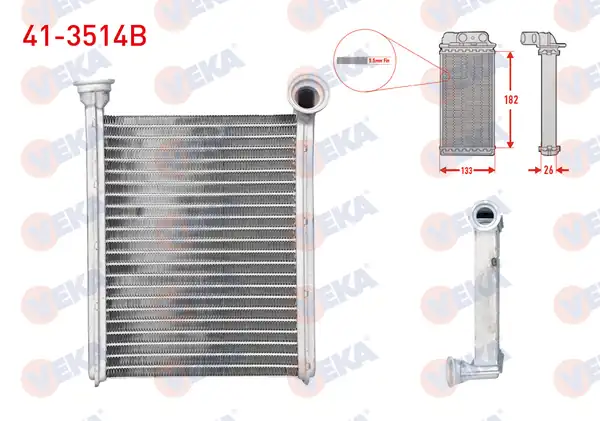 VEKA 41-3514B | Kalorifer Radyatörü Brazing 5 5mm Fin Renault Clio IV 1 5 dCi 2012