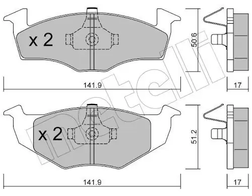METELLİ 22-0206-0 | Ön Fren Balatası 17mm VW Skoda