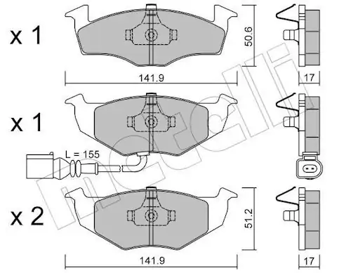 METELLİ 22-0206-3 | Ön Fren Balatası Kablolu VW Polo 02 10 Skoda Fabia 00 10