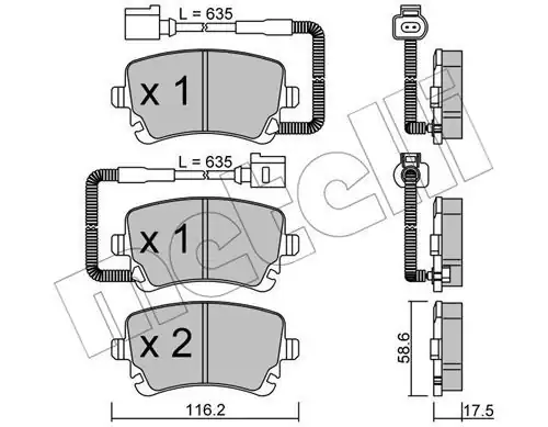 METELLİ 22-0554-1 | Arka Fren Balatası Audi