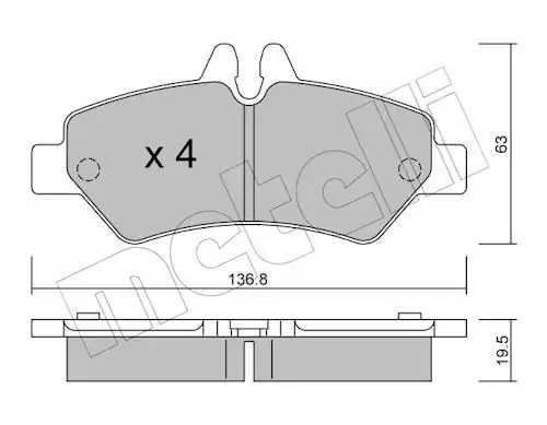 METELLİ 22-0672-0 | Arka Fren Balatası Tek Teker VW Crafter 06 16 Mercedes Sprinter 06 16